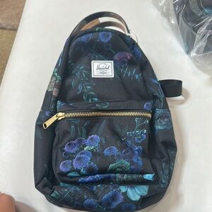 Herschel Supply Company Black and Blue Floral Mini Backpack